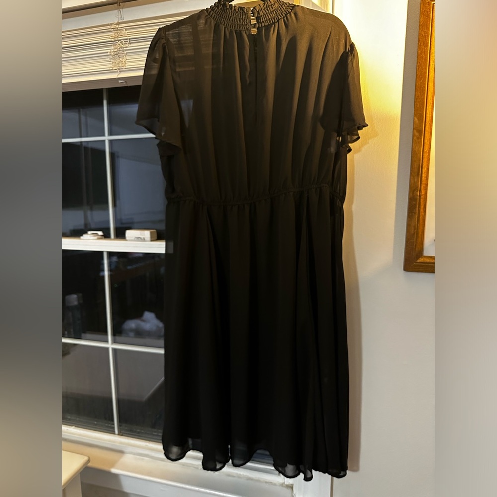 EUC Torrid Mini Chiffon Smocked Neck Dress - Black, Size 2